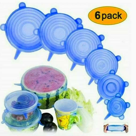 6PK STRETCH SILICONE BPA FREE FOOD GRADE COVERS - Picture 2 of 6